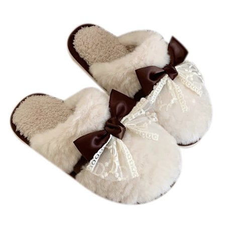 Fluffy Slippers med Bånd i Farveblokke til Efterår og Vinter