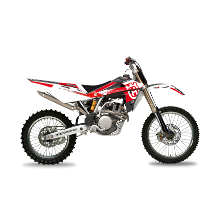 Kit Adesivi Completo Blackbird Dream 4 con Coprisella Bianco-Rosso-Nero - Husqvarna TE 450 2005-2007
