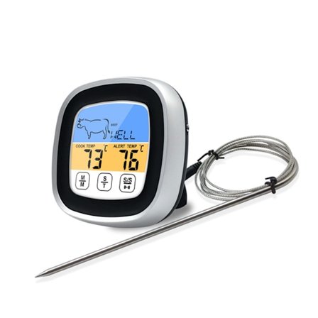 Digital termometer pekskärm rostfritt stål kött termometer för kök BBQ svart