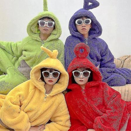 Söt Pyjamas Jul Cosplay Kostym Unisex Vuxen Hemkläder Lala Tinky Winky Kostymer Onesies Pyjamas Jumpsuit Festkläder Green XL Yellow XL Yellow XL