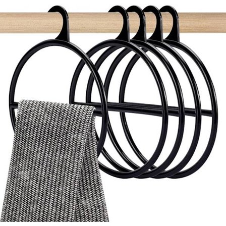 10-pack Svarta Runda Scarfhängare i Plast Slips Hängare Scarf Förvaringsställ kompatibel med Scarves