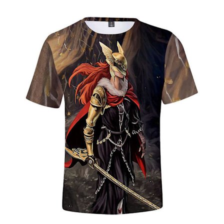 Elden Ring Tryckt T-shirt med Rund Hals och Korta Ärmar för Män och Kvinnor