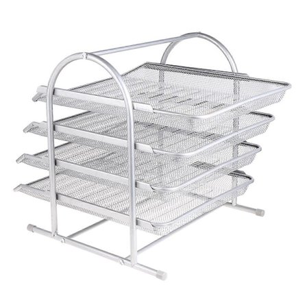 Skrivbordsorganisatör För Papper Dokumentställ Silver 35x27cm Kontor Arbete Modern Design 1Pack{KDO}