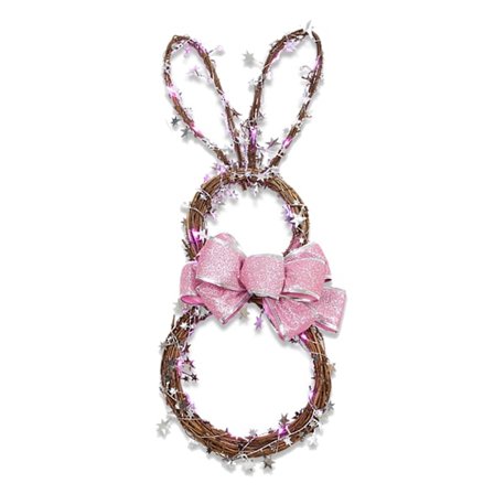Påskehare LED Fargerike Lys Rotting Sirkel Krans DIY Dekorativ Dørhenger
