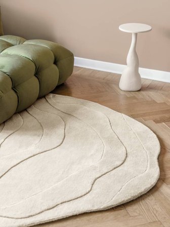 Large Barba Rug - Off White Ø 250 Wool, Modern Style