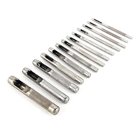 14 stk. Læder Hulstans, Stål Hulstans, 1-14mm Runde Stansværktøjer, Læderstans Skærer til Læder, Urrem, Lærred, Øje