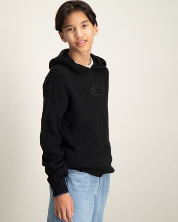 Calvin Klein RELAXED HOODIE RIB CK SWEATER Sort Hoodies/Hættetrøjer Dreng - Kids Brand Store