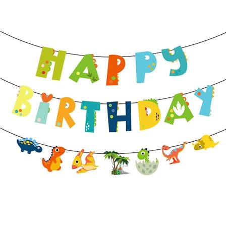 Dinosaurie-festbanderoll för barn, grattis på födelsedagen, festdekoration för barn, pojkar, födelsedagsfestdekoration