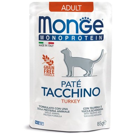 Monge Monoprotein Paté Tacchino Cibo Umido Per Gatti Adulti 85g