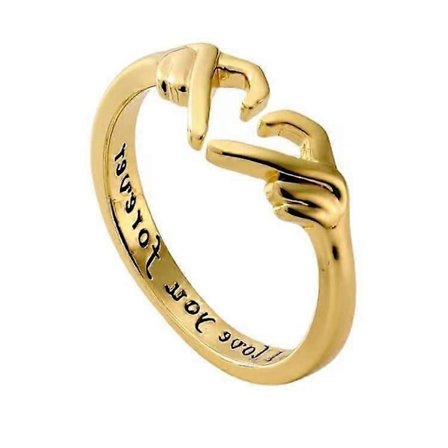 "Hjerte Ring - Kærlighed og Omfavnende Hænder Par Ringe Guld" [DB]