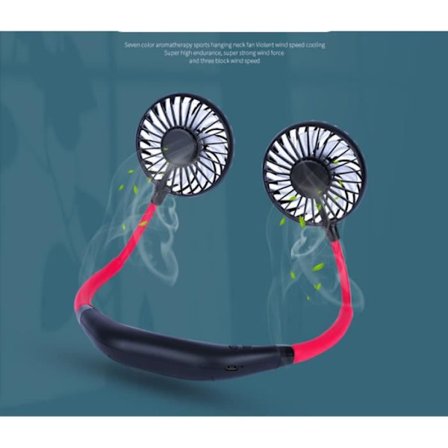 Halsventilator og bærbar ventilator, genopladelig 360° justerbar bærbar ventilator, kontor, rejser, udendørs (sort)