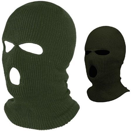 Balaclava Trehåls I Ansiktsmask I Skidmössa I Bivack II Vintersporter I Motorcykel/Skoter/Cykelmössa I Universal / One Size I Grön