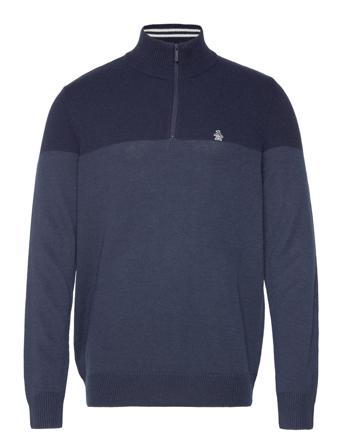 Swt 1/4 Zp Wool Blen Knitwear Half Zip Pullover Blå Original Penguin