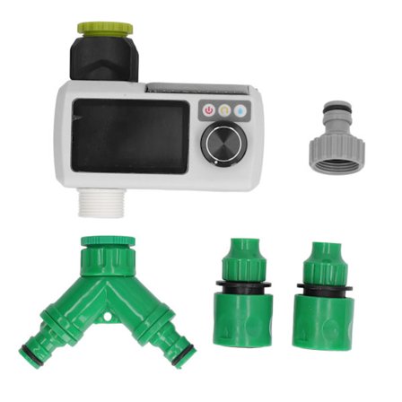 Solcelledrevet vanningstimer 1,2V Ni MH oppladbart batteri Regnregistrering Dobbelkontakt Automatisk hagevanner