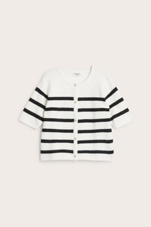 Kappahl | Stripete kortermet cardigan | Offwhite
