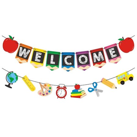 2 kpl Takaisin Kouluun -kauden Verhot Tervetuloa Bannerit Liput Wa