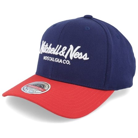Mitchell & Ness - Blauw adjustable Cap - Hatstore Exclusive x Pinscript Baseball Navy/Red @ Hatstore