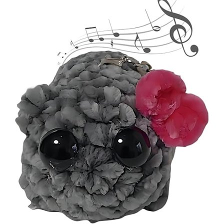 Trist hamster plysj nøkkelring nøkkelring anheng med musikkspillende og rosa sløyfe veske sjarm for nøkkel og tilbehør