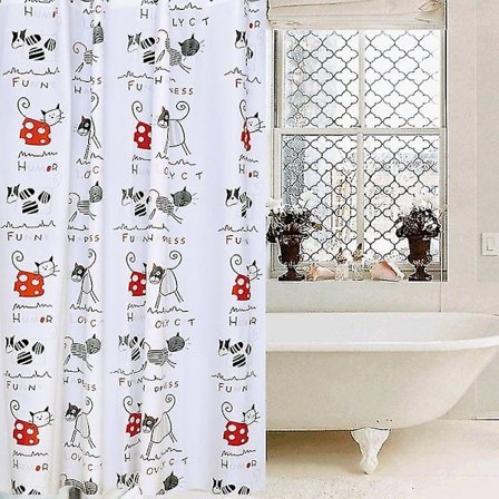 Abstrakti kissa suihkuverho kirjaimilla, kylpyhuoneen sisustustarvike, kissateemat, lahjat naisille