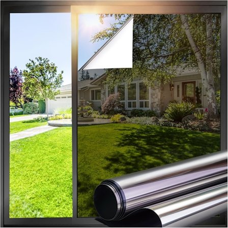 Envejs vinduesfilm privatliv: spejl vinduesfilm, UV-reflekterende antirefleks transparent film, solskærmsfilm til hjemmet 45×200mm