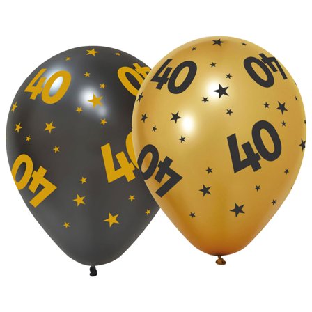 Latexballoner med Stjerner & Tallet 40 6-pak