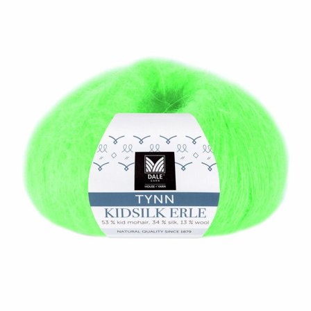 Dale Garn Tynn Kidsilk Erle Neongrønn 4048, 25g