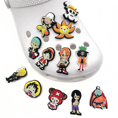 12 stk One Piece Anime Sko Charms Tegneserie Sko Dekoration Til DIY Croc Clog Sandaler Armbånd Håndledsrem Dekoration Tilbehør Festgaver