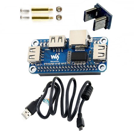 Slitesterk erstatningstilbehør USB til Ethernet RJ45 nettverksport USB HUB splitter kompatibel for Raspberry Pi 4B/Zero W