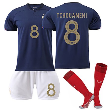 Frankrike 22-23 Hem Jersey TCHOUAMENI Nr 8 Fotbollströja kit