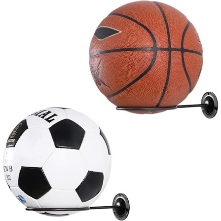 Veggmontert ballholder – 2 stk ballholder Space Saver Veggfeste Display Oppbevaring Fotball soverom Tilbehør (svart)