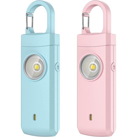 Personlig alarm - Pakke med 2 - Kraftig 130 dB lyd & kraftigt blink - Personlig sikkerhedsalarm - Selv