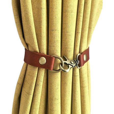 4 kpl nahkaisia verhonpidikkeitä, länsimainen toimisto, olohuone, koristeelliset verhonauhat, punaruskea