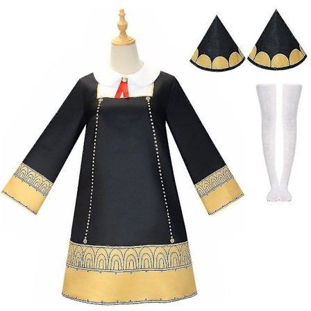 Kostyme Sett Spy X Family Anya Forger Kjole+Strømper+Hodeplagg Antrekk Fancy Sett Voksne