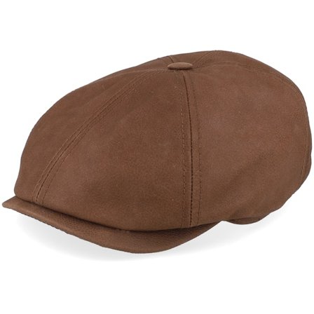 Stetson - Brown - flatcap - Cap - 6-panel Brown Calf Leather Flatcap - Hatstore