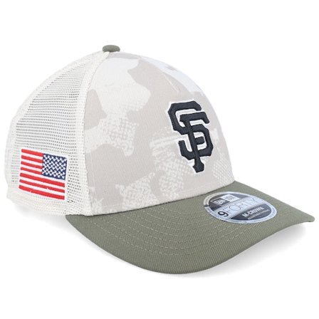 New Era - San Francisco Giants MLB Armed Forces Day 9FORTY Stone/Olive A-frame Trucker Trucker Camo Cap - MLB @ Hatstore