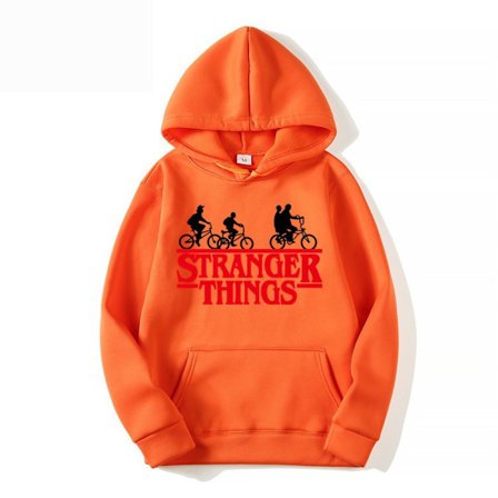 Stranger Things Trykket Pullover Hettegenser med Fleecejakke - Oransje - Størrelse 3XL Oransje-FX-