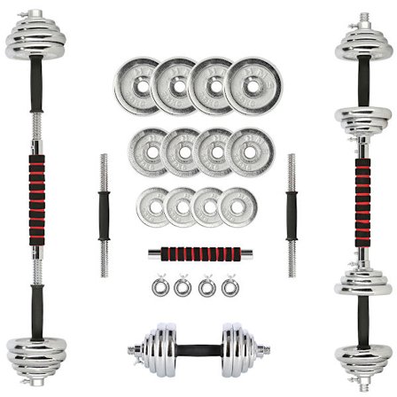 Justerbara hantlar i krom med fodral, 20 kg set