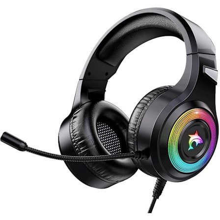 Gaming Headset med Stereo Surround Sound Mic LED Lys Støjreducerende Over-Øre Hovedtelefoner til