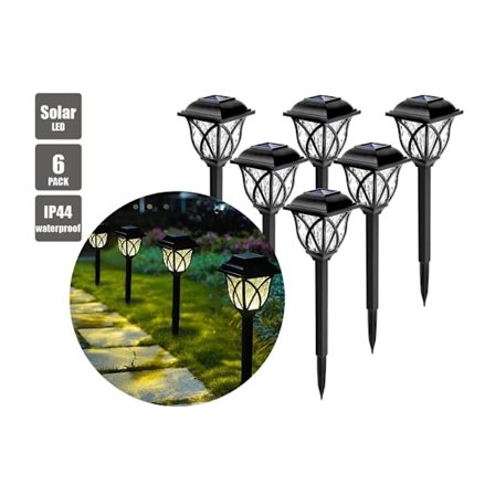6 stk. LED Solar Havelamper Udendørs Sti Terrasse Spyd Fakkel Lys Landskab Vand-bølge Belysning Vandtæt