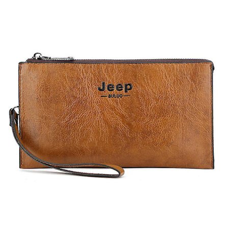 Jeep Professionel Herre Ny Mode Moderne Ægte Læder Håndtaske Tegnebog(Khaki)