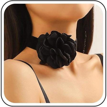 Svart blomma ros choker halsband vintage stor blomma sammet halsband stort blomma choker halsband bl