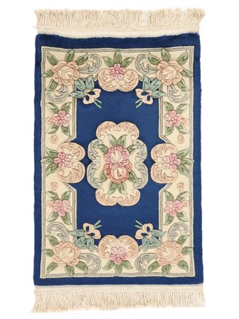 Noué À La Main Chinois 90 Line Tapis 60X90 De Laine Beige/Bleu Foncé Petit