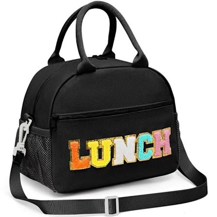 Frokosttaske til kvinder, Preppy madkasse til piger, Stor isoleret frokosttaske med justerbar skulderrem, Genanvendelig frokosttaske