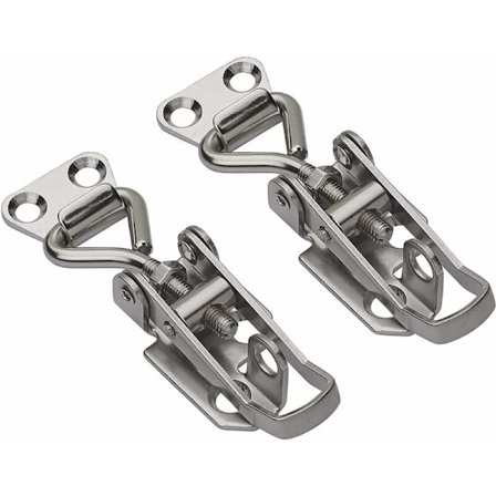 2 stk. justerbar hasp i stål med spennlåsboks, med krok