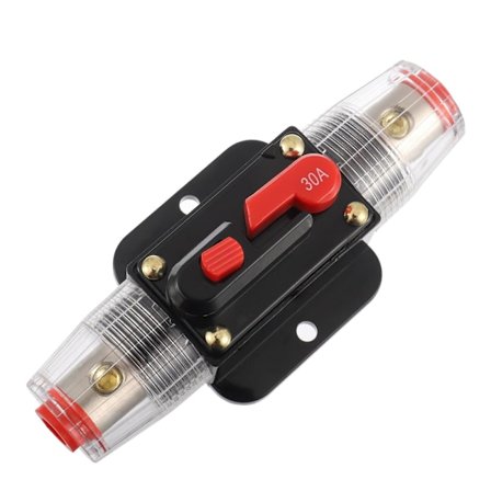 30A Strømbryter 30 AMP Sikring Inline Holder 12V-50V DC Manuell Reset Knapp for Bil Stereo Lydforsterker System RV Hjem Marine Båt Lastebil