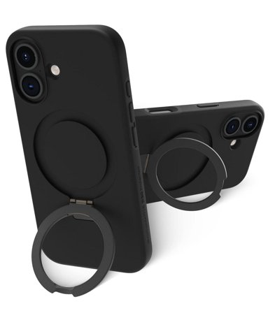 DBRAMANTE1928 iPhone 16 Iceland Ultra D3O deksel (sort) Ultraslank, 100 % resirkulerbar, forsterket med D3O, med MagSafe og stativfunksjon