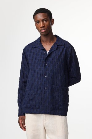 Hank 5025 Overshirt Herr Blå LENZING ECOVERO Viscose