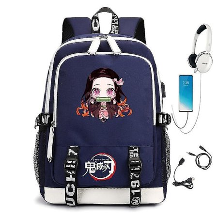 Demon Slayer USB-gränssnitt Student Ryggsäck Datorväska