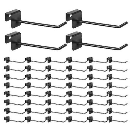 48 stk. Gridwall Kroge 10 cm Sorte Metal Panel Kroge Firkantrørs Kroge Frakke Kroge Peg Kroge