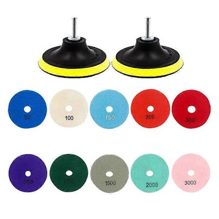 12 stk. 3 tommer diamantpoleringspuder sæt våd/tør poleringssæt til sten beton marmorgulvsliber polermaskine tilfældige farver